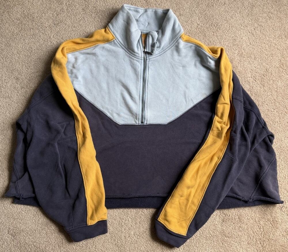 Free People Movement Split Color Block Quarter Zip 1/4 Zip Pullover Medium